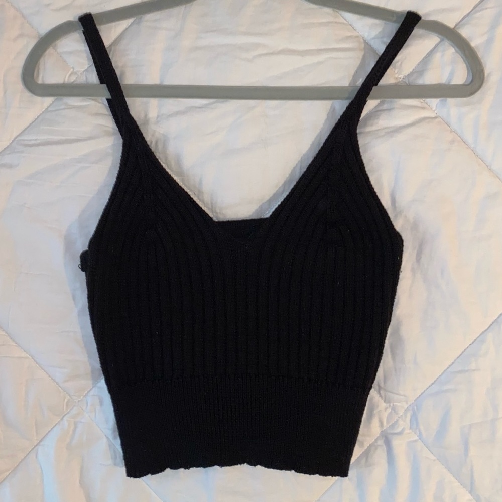 Black Knit Crop Top